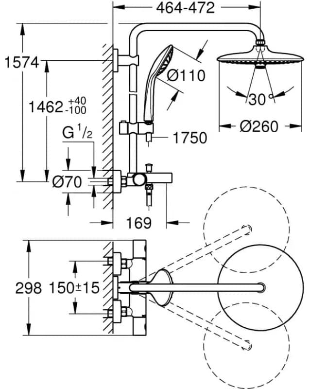 Grohe душевая стойка 27475002