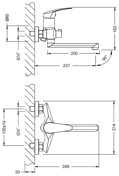 Смеситель для ванны Lemark LM0417C, латунь, цвет хром
