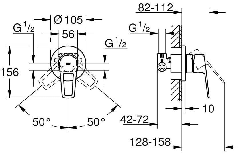 Смеситель для душа Grohe 29042001, латунь, цвет серебристый
