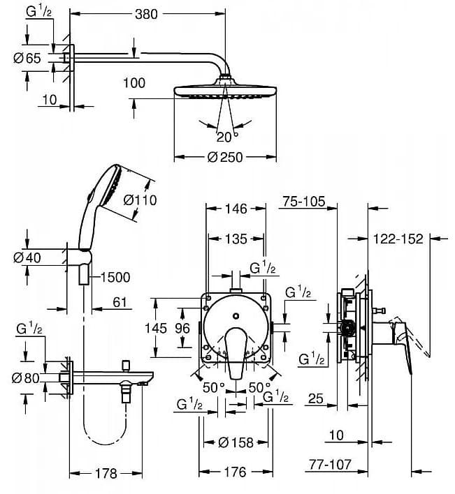 Grohe душевой набор (гарнитур) BauEdge 25291000