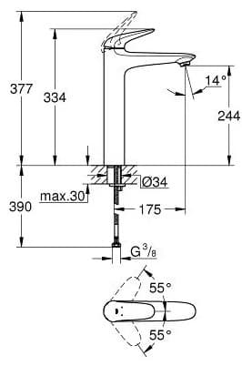 Смеситель для раковины (умывальника) Grohe Eurostyle 23719003, однозахватный