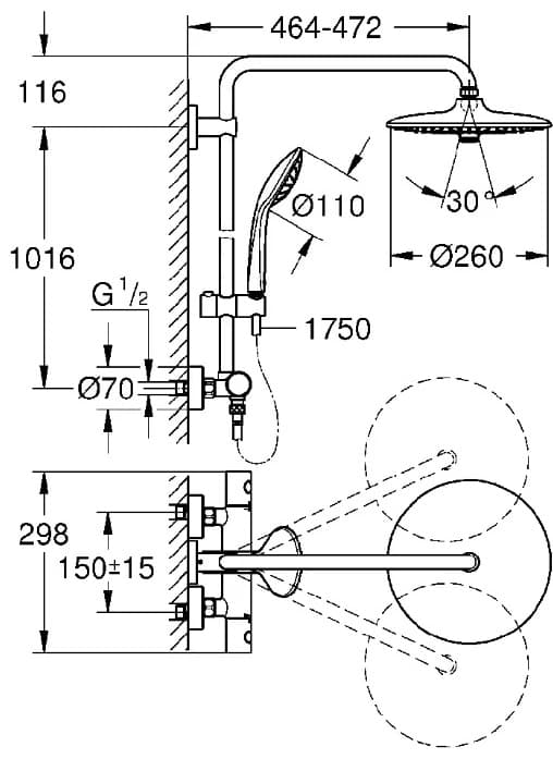Grohe душевая стойка Euphoria 260 27296002
