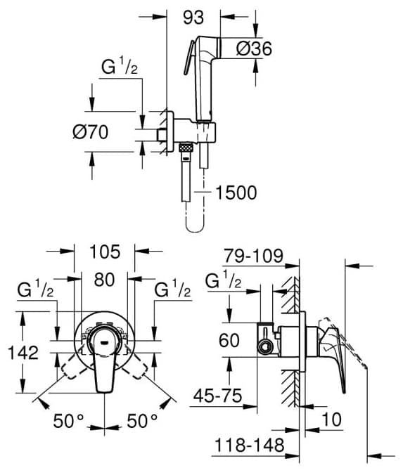 Grohe гигиенический душ BauFlow 29328