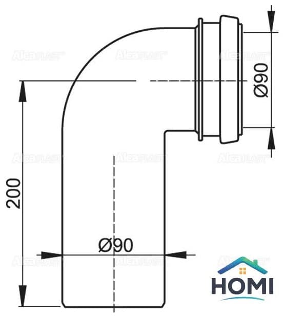 Alcaplast колено смыва FlexTurn 90/90, полипропилен