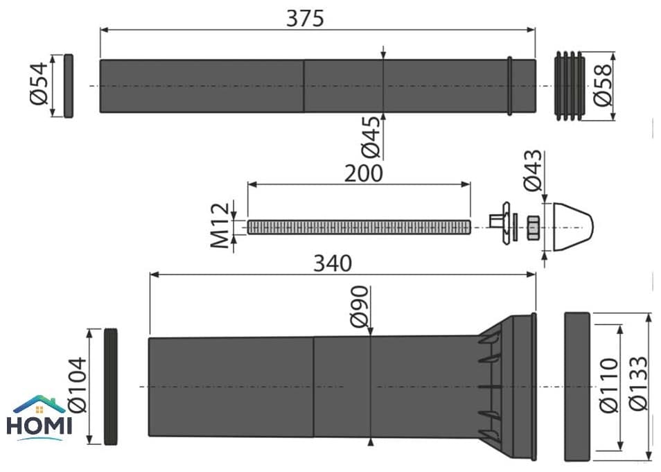 Alcaplast крепеж ExtendCare M9, полипропилен, сталь