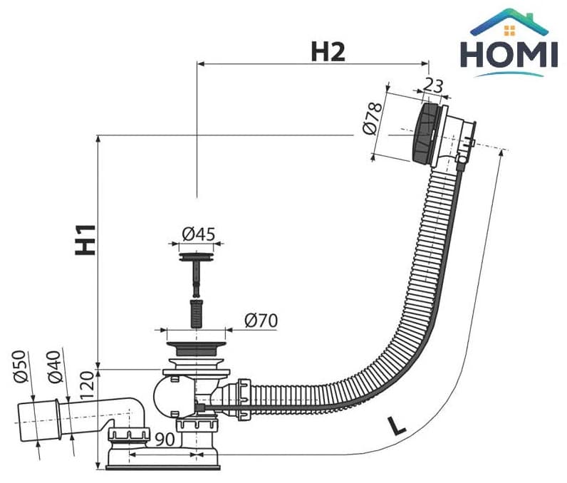 Сифон Alcaplast AutoDrain BlackMat 57 52 мм