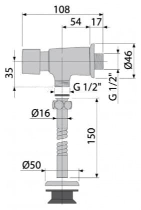 Alcaplast кран сливной 000ATS, сталь