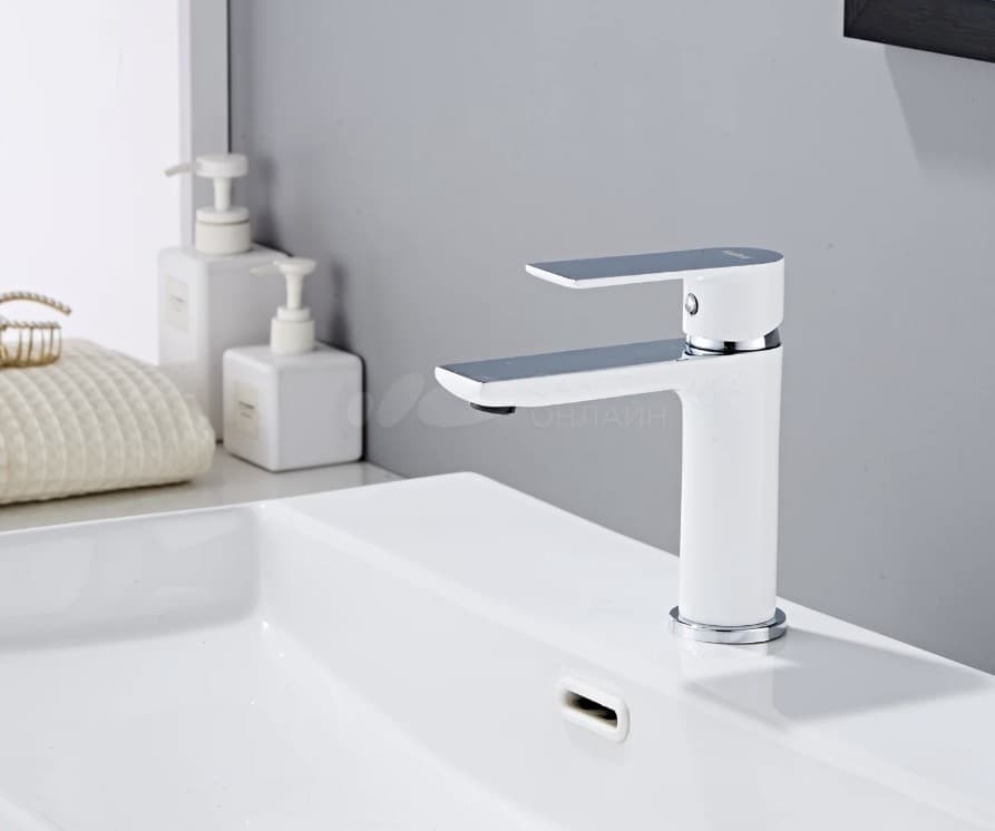 Смеситель Haiba HB1050WCH, латунь, цвет белый, хром