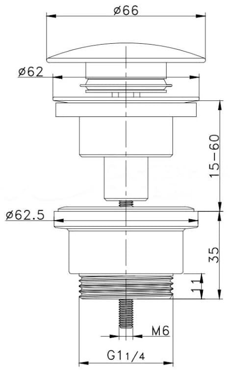 Донный клапан с переливом Haiba HB687BL 32 мм