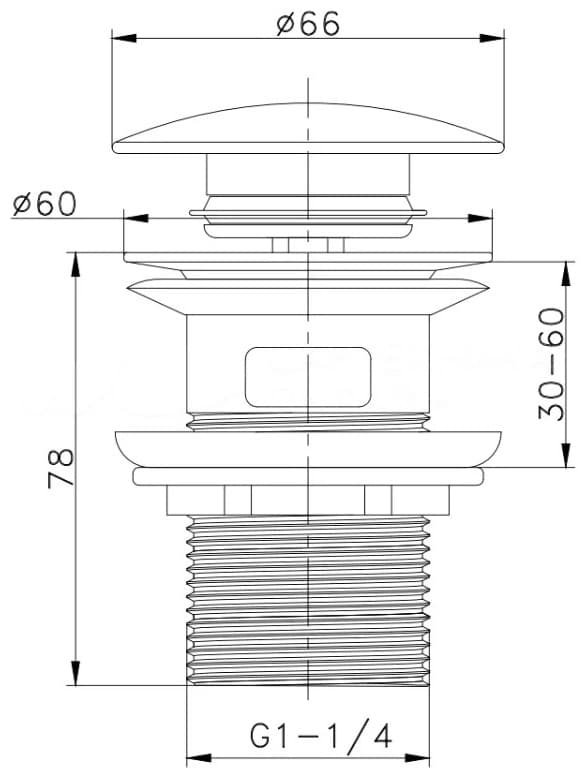 Донный клапан с переливом Haiba HB675GL 32 мм, 1 1/4