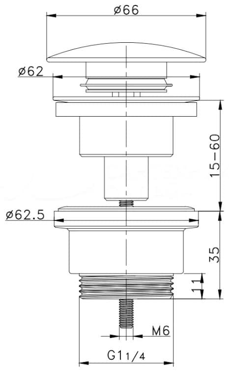 Донный клапан с переливом Haiba HB685GL 32 мм