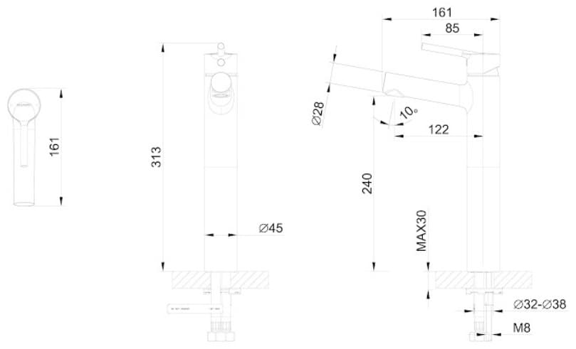 Смеситель BRAVAT F1172CH, латунь, цвет хром