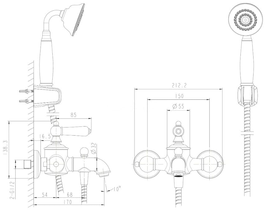 Смеситель BRAVAT F675GL, латунь, цвет бронзовый