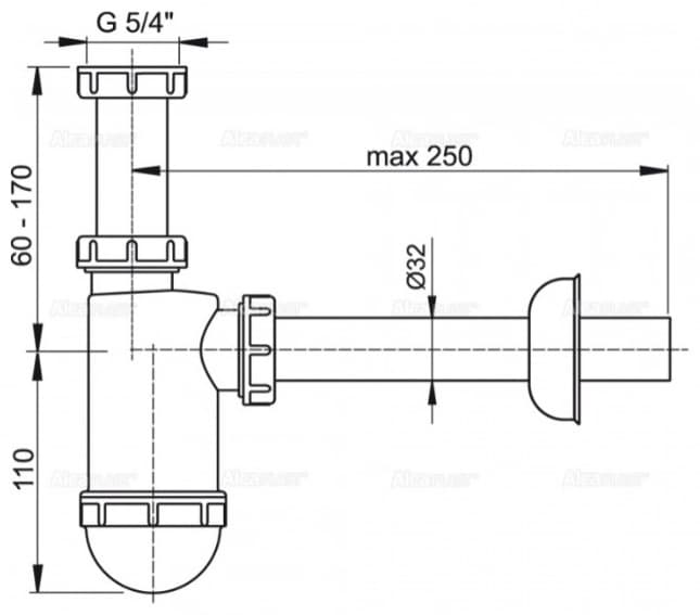 Сифон Alcaplast A034 32 мм