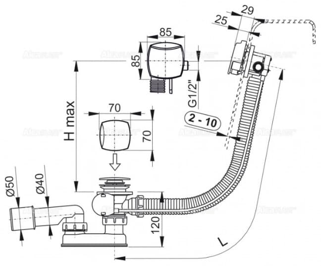 Сифон Alcaplast ACRM364LQ 52 мм