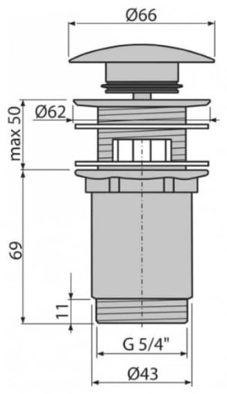 Донный клапан с переливом Alcaplast ANTIC392A 32 мм