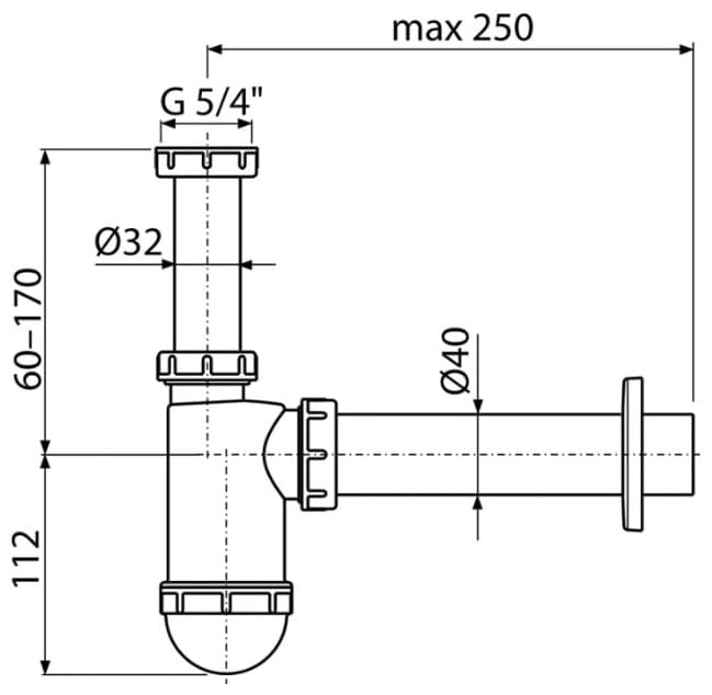 Сифон Alcaplast 43A40 32 мм