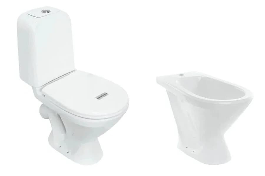 Комплект унитаз-компакт с биде Sanita Самарский WC.CC/Samarsky/2-TM/WHT.G/S1/BD.FS/Samarsky/C/WHT.G/S1, цвет белый