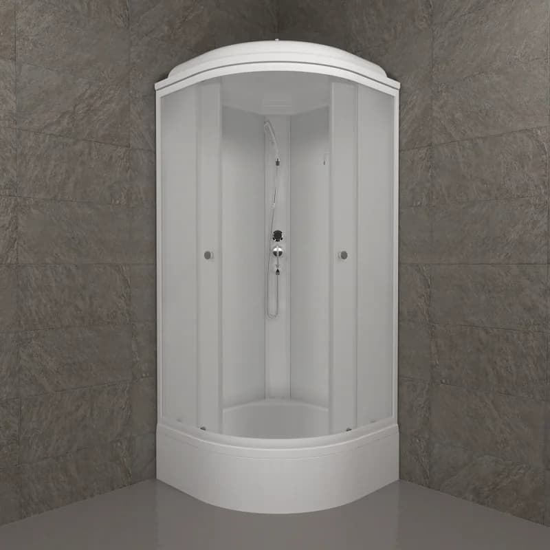 Душевая кабина Triton Стандарт Щ0000063055, 90 x 90 см, поддон средний В, стекло Вельвет, профиль белый