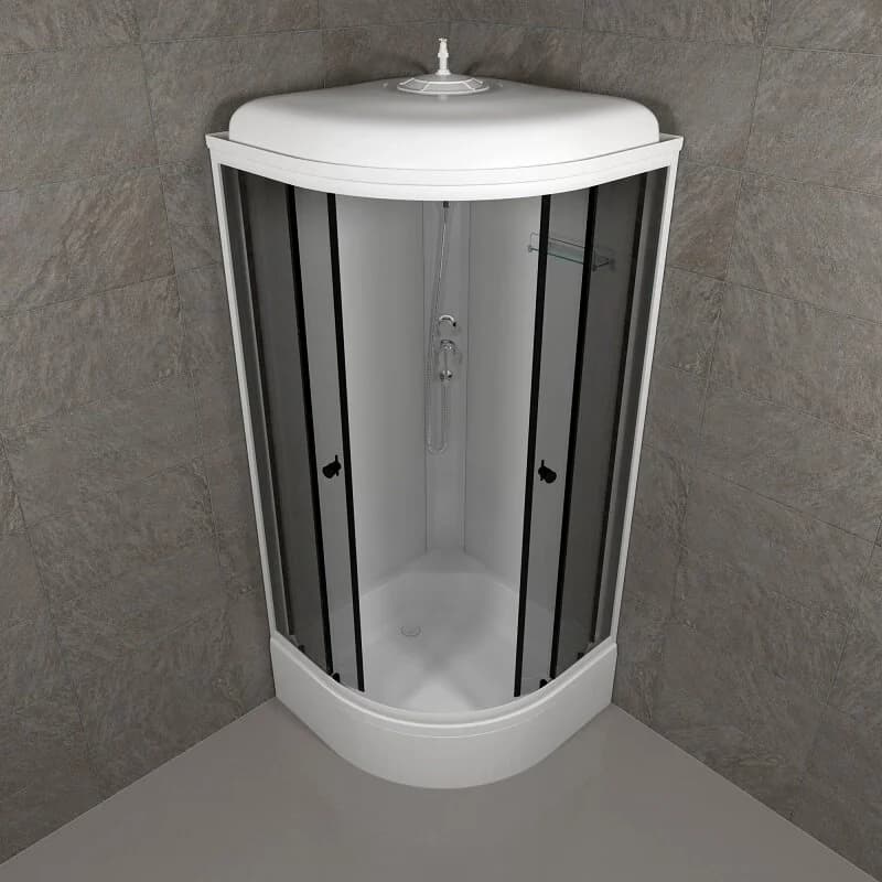 Душевая кабина Triton Грэй Щ0000066463, 90 x 90 см, поддон средний В, стекло тонированное, профиль белый