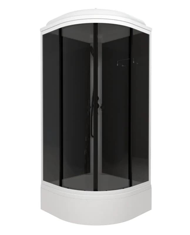 Душевая кабина Triton Грэй-Блэк Щ0000067303, 90 x 90 см, поддон средний В, стекло тонированное, профиль белый