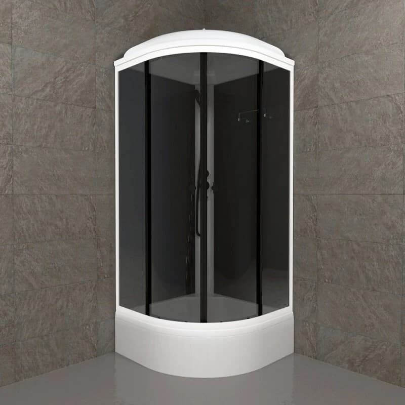 Душевая кабина Triton Грэй-Блэк Щ0000067303, 90 x 90 см, поддон средний В, стекло тонированное, профиль белый
