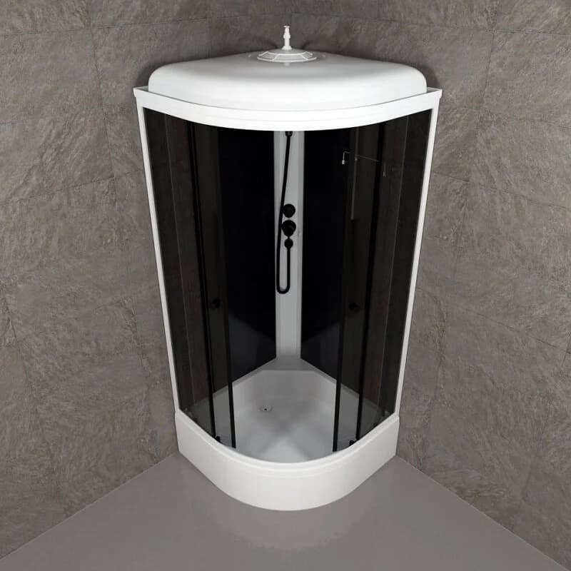 Душевая кабина Triton Грэй-Блэк Щ0000067303, 90 x 90 см, поддон средний В, стекло тонированное, профиль белый