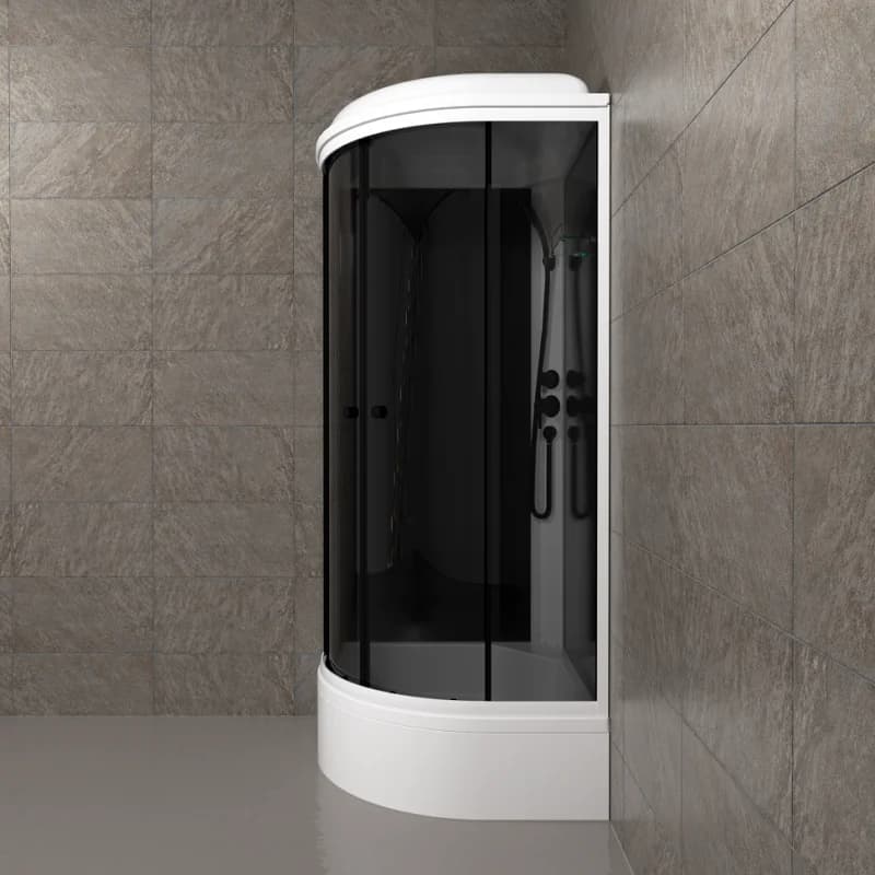 Душевая кабина Triton Грэй-Блэк Щ0000067303, 90 x 90 см, поддон средний В, стекло тонированное, профиль белый