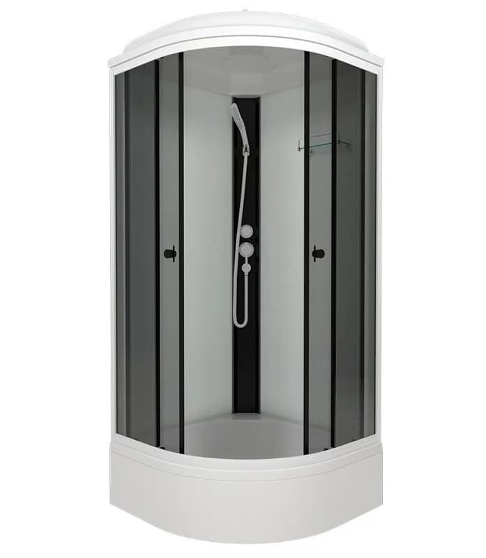 Душевая кабина Triton Грэй-Вайт Щ0000067301, 90 x 90 см, поддон средний В, стекло тонированное, профиль белый
