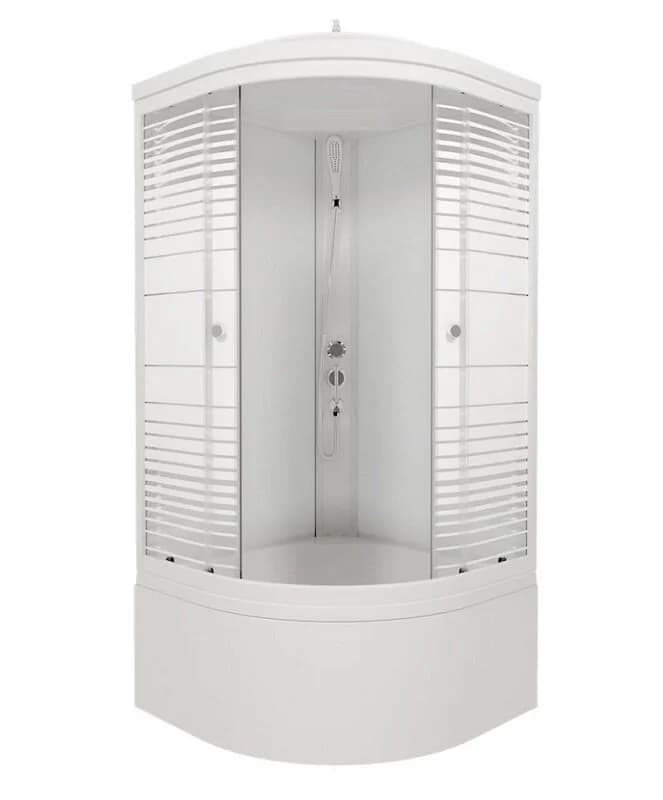 Душевая кабина Triton Стандарт 90 x 90 см, поддон высокий Б, стекло Полосы, профиль белый