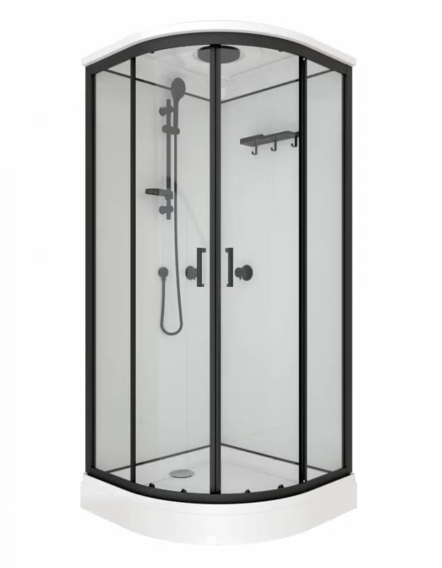 Душевая кабина Triton Прайм-Блэк Щ0000071582, 90 x 90 см, поддон А 17 см, стекло прозрачное, профиль чёрный