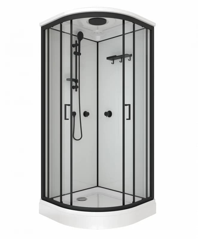 Душевая кабина Triton Прайм-Блэк Щ0000071582, 90 x 90 см, поддон А 17 см, стекло прозрачное, профиль чёрный