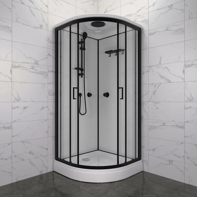 Душевая кабина Triton Прайм-Блэк Щ0000071582, 90 x 90 см, поддон А 17 см, стекло прозрачное, профиль чёрный