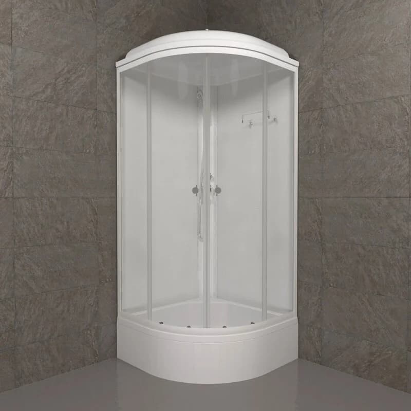 Душевая кабина Triton Ультра Щ0000061825, 100 x 100 см, поддон средний В, стекло прозрачное, профиль, белый