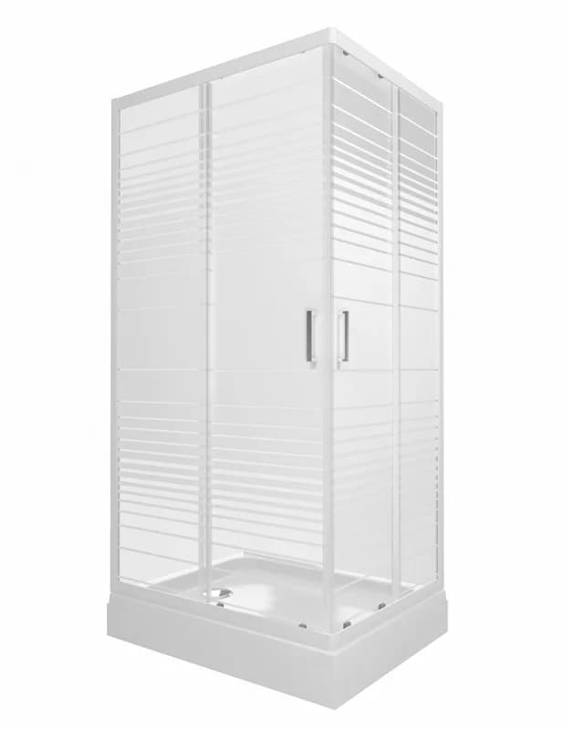 Душевой уголок Triton Фьюжн Щ0000078656, 100 x 80 см, ПД46 поддон 17 см А, стекло Полосы, профиль белый