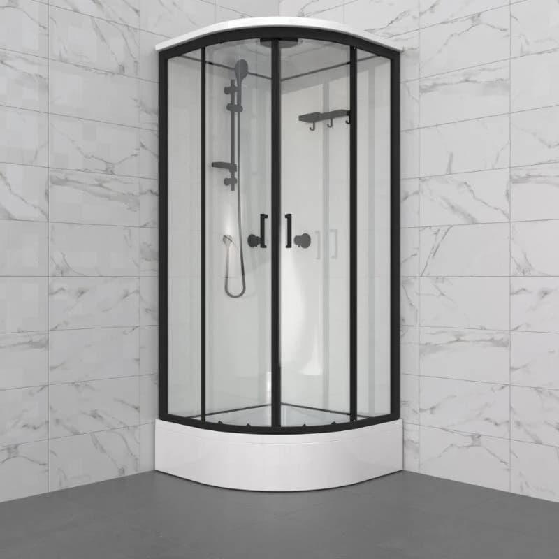 Душевая кабина Triton Прайм-Блэк Щ0000079021, 90 x 90 см, поддон средний, стекло прозрачное, профиль чёрный