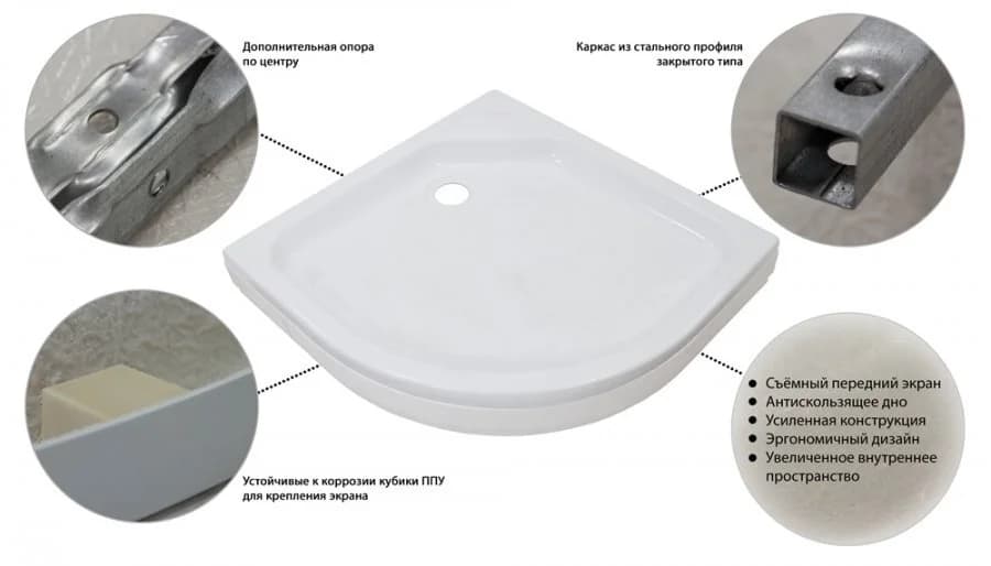 Поддон душевой Triton ПД6 Щ0000014391 100 x 100 см, высота 17 см, четверть круга, белый
